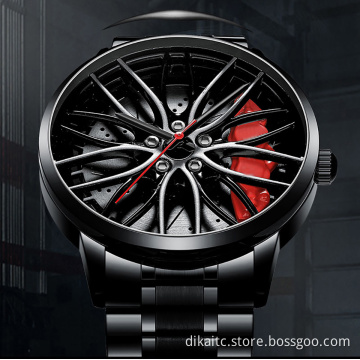 New Sports Car Men Watches Quartz Waterproof Sport Rim Hub Wheel Stainless Steel Luxury Wristwatch Car Quartz Men's Watches Man